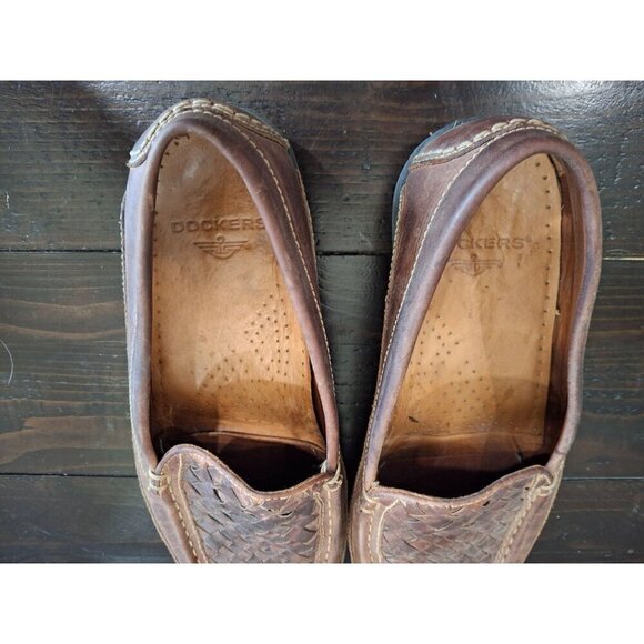EUC Dockers Brazilian Brown Leather Woven Slip On Loafers/Pre-owned, Size 11m - Picture 8 of 9